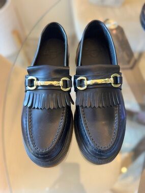 Dr. Martens Black Adrian Snaffle Black Polished Smooth Leather Kiltie Loafers